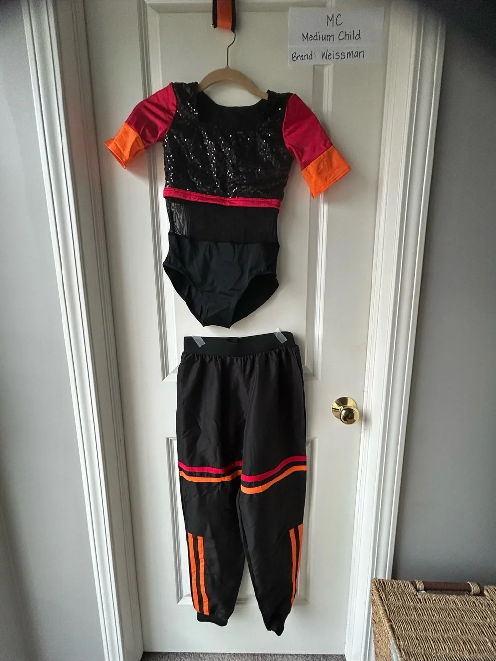 Girls Black and Red Sequin Dance Costume